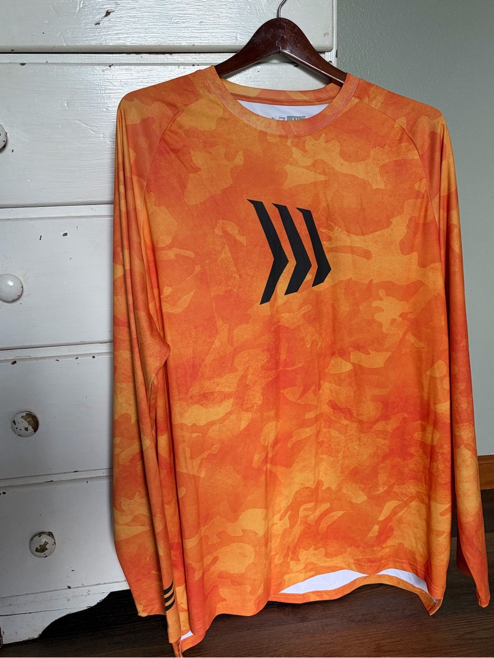 Orange Camo Long Sleeve Performance Shirt with Black Gillz Logo